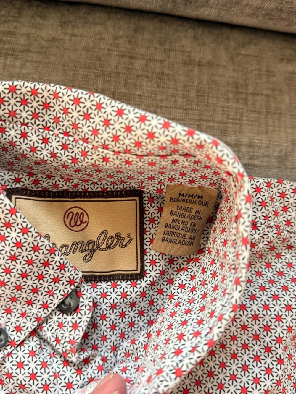 Wrangler Kids‎ White Button-Down Shirt with Red Geo Print